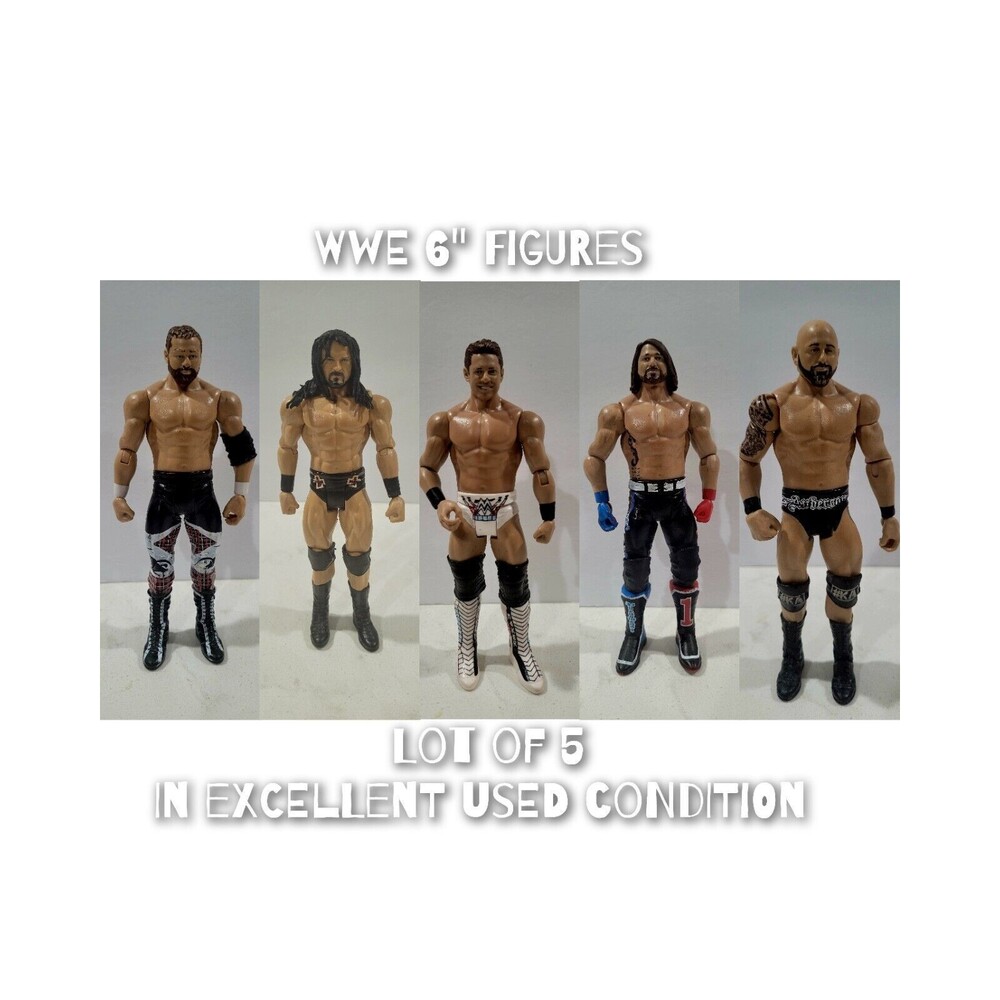 Mattel WWE Figure (Lot Of 5) 6in. AJ STYLES SAMI ZAYN THE MIZ MCINTYRE euc